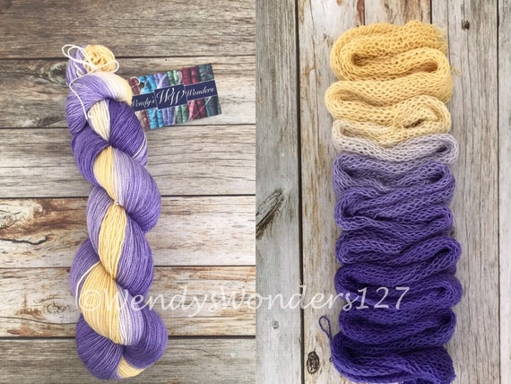 Gradient Yarn Hand Dyed Yarn Shawl Length 600 Yards Swm Silk Lavender Sunshine