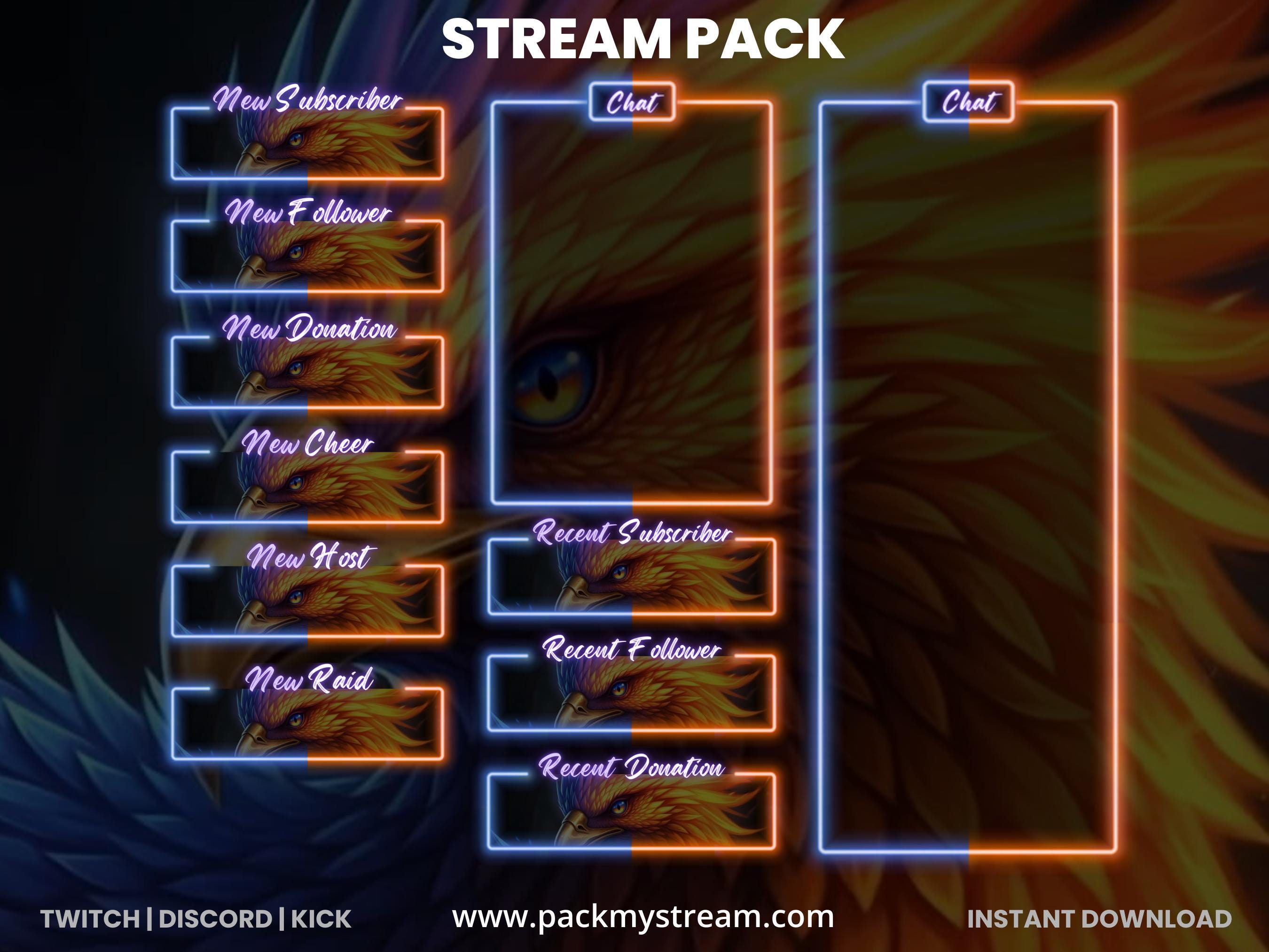 Neon Phoenix Stream Overlay Pack | Animated Twitch, Discord, Kick ...