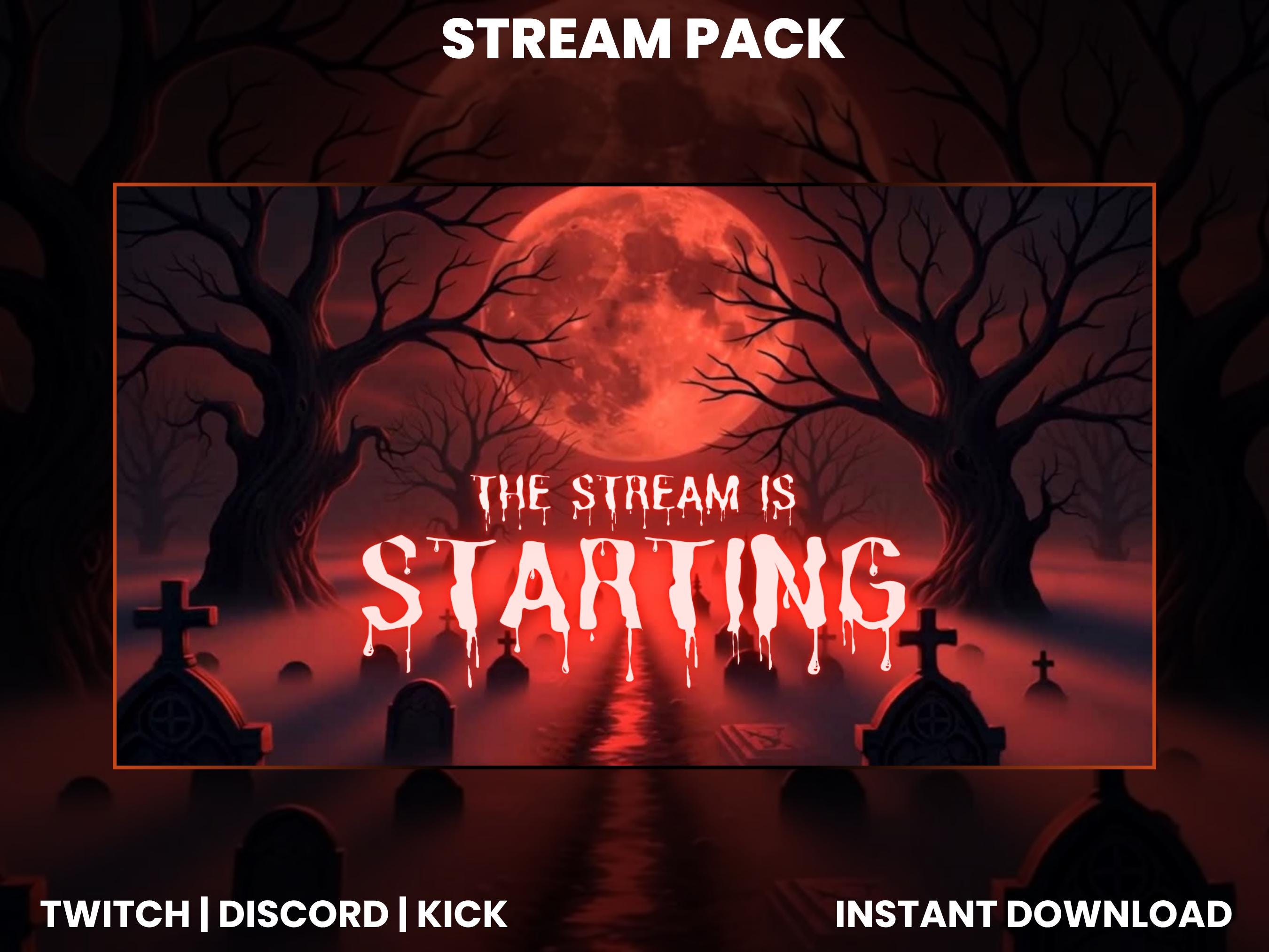 Horror Stream Layout Blood Moon Horror Stream Overlay Pack | Graveyard Halloween Twitch ...