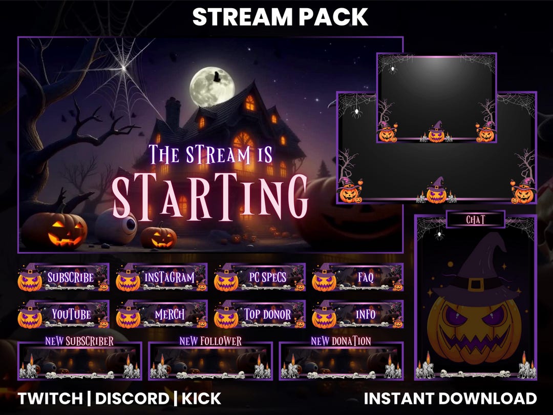 Haunted Overlay Haunted House Twitch Overlay Pack | Halloween Stream Package With ...