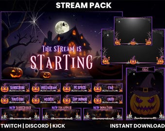 Haunted House Twitch Overlay Pack | Halloween Stream Package with Animated Screens, Panels, Alerts & Webcam Frames for OBS