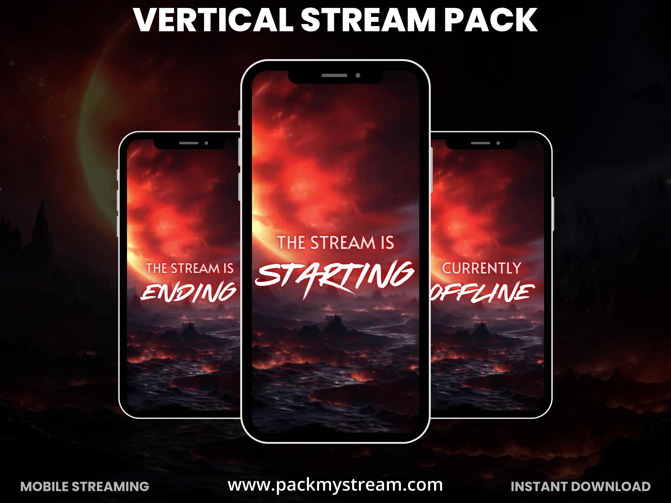 Example Vertical Stream Overlay Vertical Stream Overlay Pack | Fire Lava Mobile Stream Screens | Tiktok ...