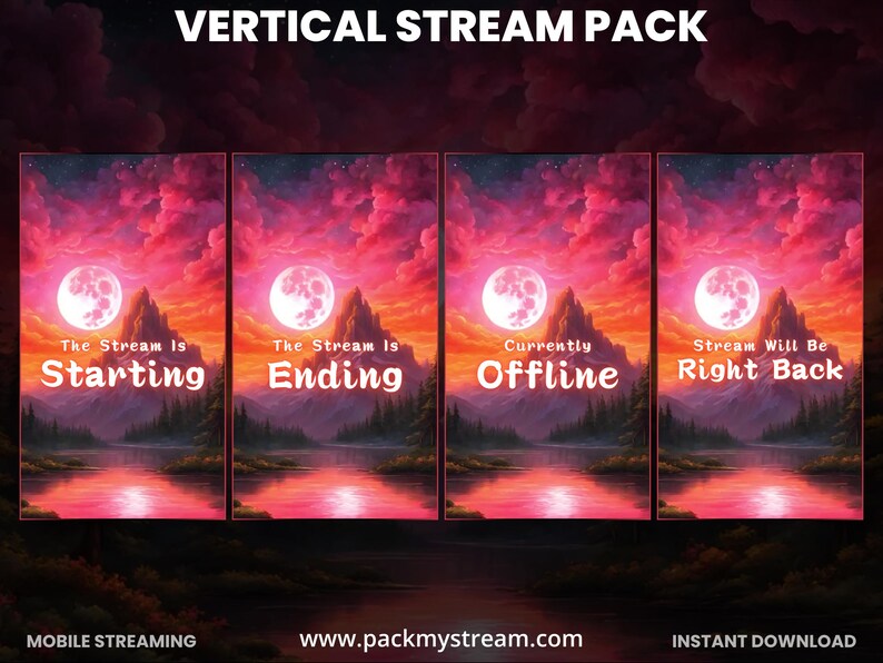 Example Vertical Stream Overlay Vertical Stream Overlay Pack | Fantasy Sky Mobile Stream Screens ...