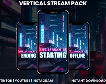 Cyberpunk Halloween Vertical Stream Pack | Starting Soon Ending Offline | TikTok YouTube Instagram
