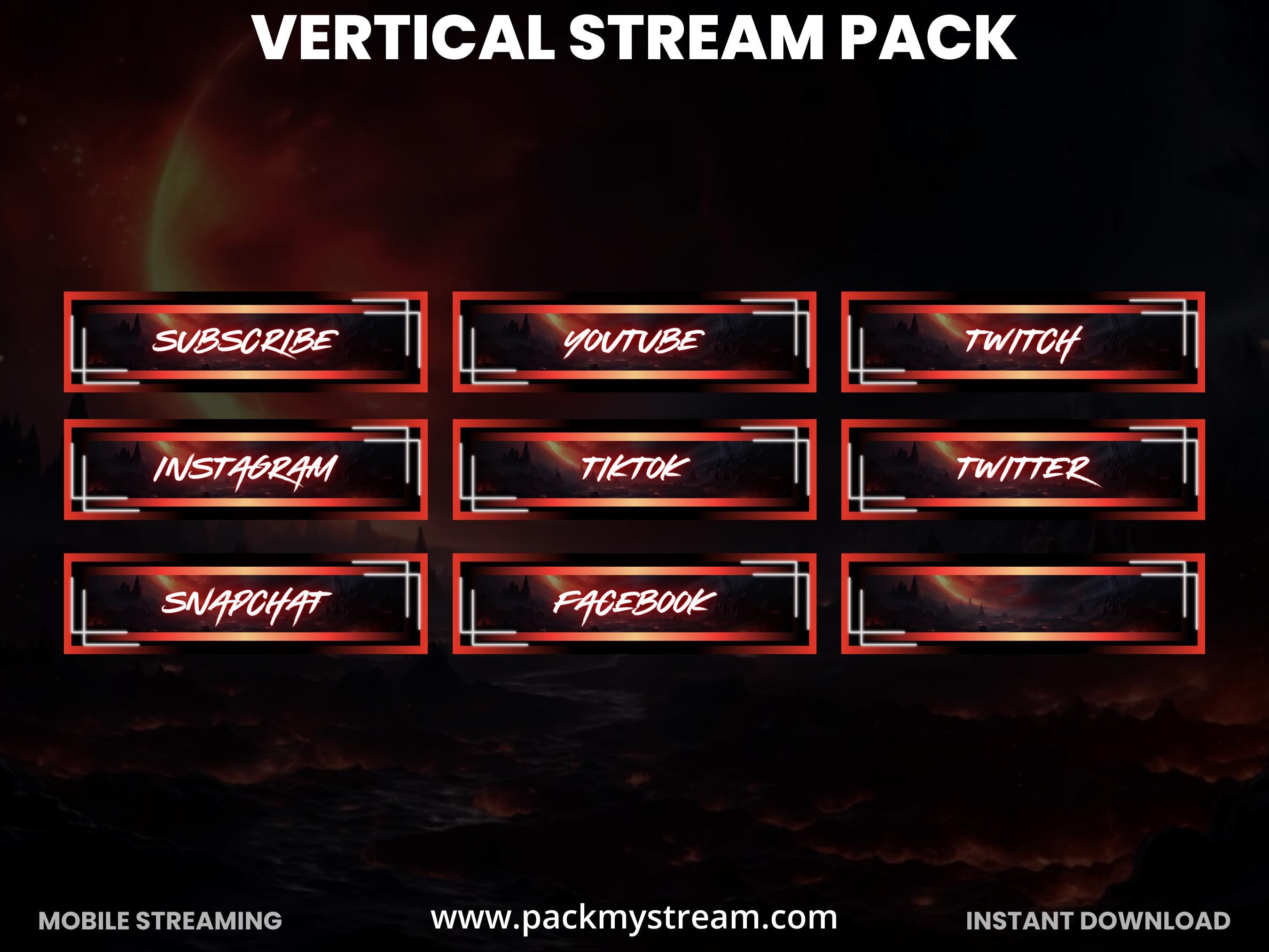 Example Vertical Stream Overlay Vertical Stream Overlay Pack | Fire Lava Mobile Stream Screens | Tiktok ...