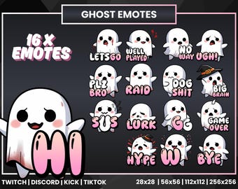Leuk Ghost Stream-emotespakket voor Twitch, Discord en Kick