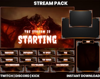 Demonic Dark Stream Pack Overlay | Twitch OBS Streamlabs Gaming Screens Alerts Panels Webcam