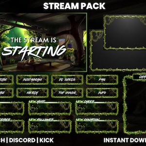Forest Twitch Stream Overlay Pack: Animated Screens, Alerts, Panels