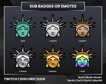Statue of Liberty Sub Badges for Twitch, Discord & Kick | Crown Progression Subscriber Badge Set