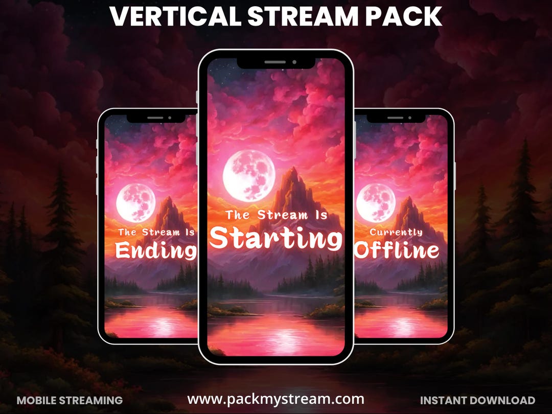 Example Vertical Stream Overlay Vertical Stream Overlay Pack | Fantasy Sky Mobile Stream Screens ...