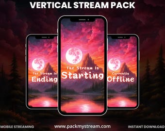 Vertical Stream Overlay Pack | Fantasy Sky Mobile Stream Screens | TikTok Live Overlay | Dreamscape Streaming Kit