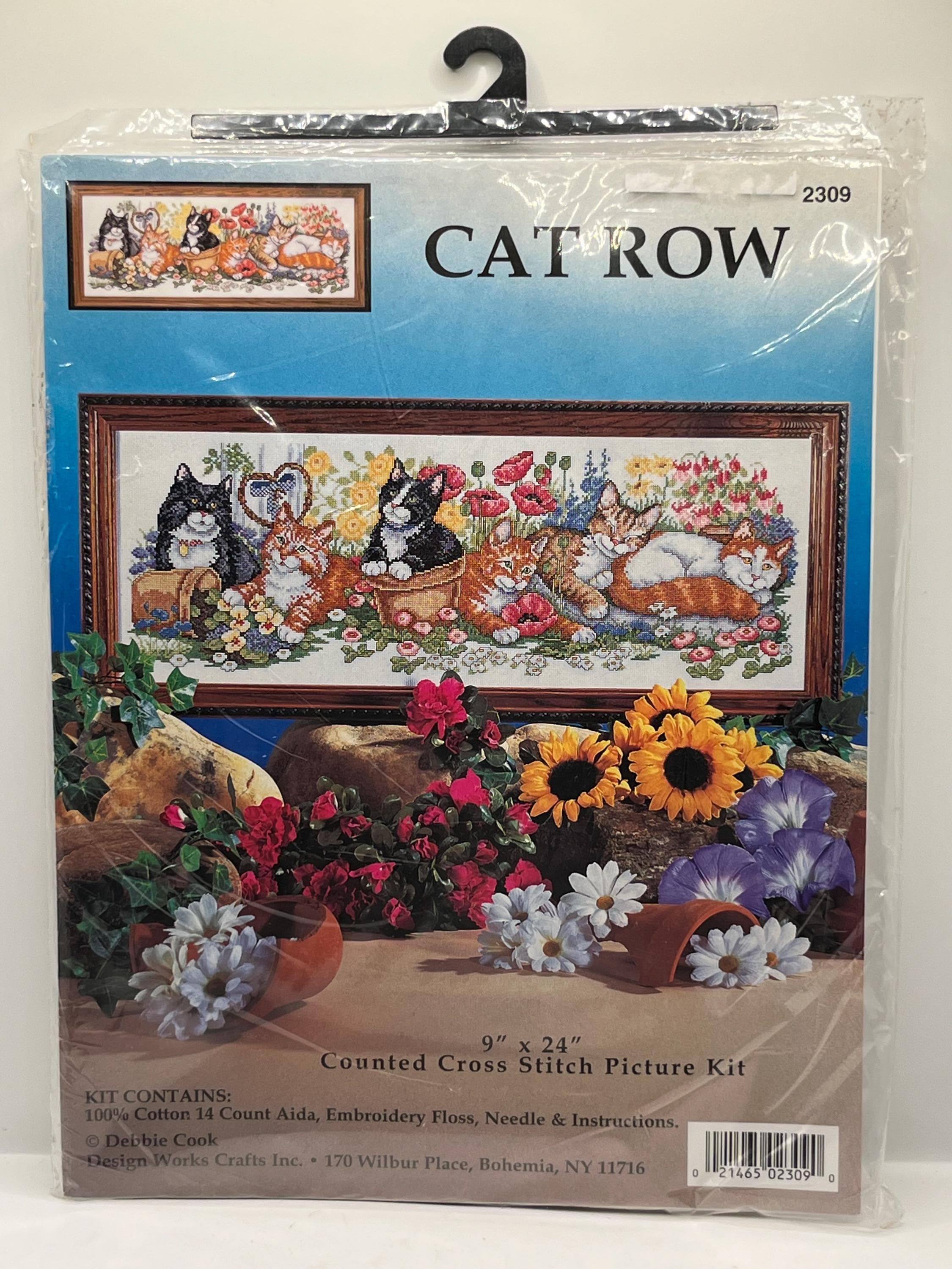 Design Works Cat Row Counted Cross Stitch Kit #2309 Debbie Cook 9"x24" Sealed