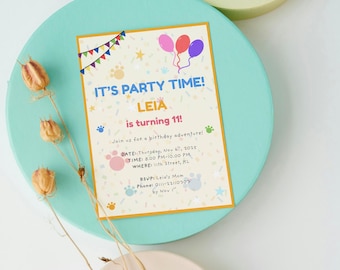 Modelli Canva per inviti di compleanno e biglietti di ringraziamento in colori pastello (download digitale), non richiede Canva Pro