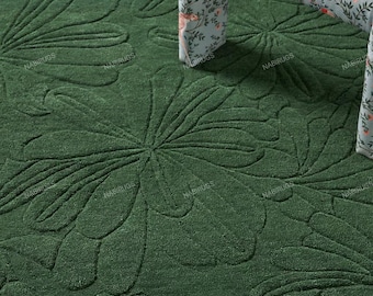Hand Tufted Wool Daisy Rug: Sculpted Floral Carpet