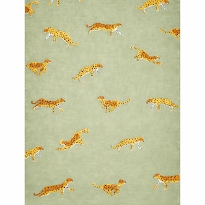 Hand-Tufted Wool Cheetah Rug: Green Jungle Animal Print, Anthropologie Inspired Decor" image 1
