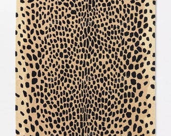 Hand Tufted Wool Rug: Black Beige Cheetah Print, Modern Decor