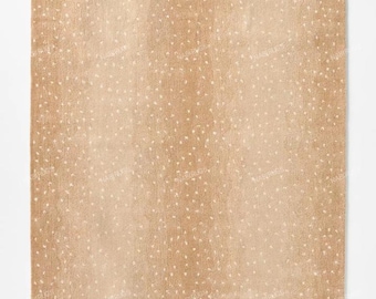 Hand Tufted Wool Area Rug: Beige Antelope Print Carpet