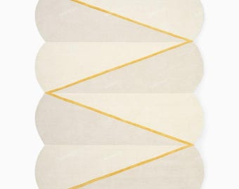 Hand Tufted Wool Zigzag Rug, Scandinavian Minimalist Living Room Carpet