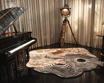 Hand Tufted Wool Area Rug: Modern Round Rug for Living Room