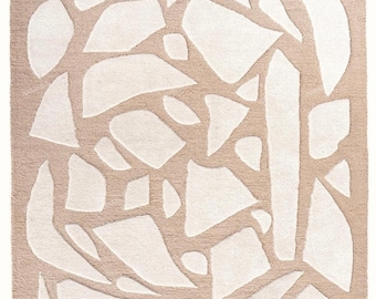 Abstrakt organisk matta | Beige neutral matta | Japandi skandinavisk heminredning