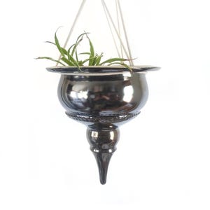 Large Silver Ceramic Hanging Planter