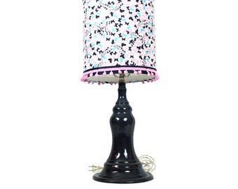 Navy Blue Ceramic Lamp with Butterfly Shade