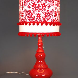 Ceramic Red Lamp with Damask Shade image 8