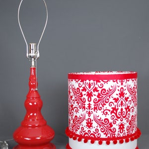 Ceramic Red Lamp with Damask Shade image 3