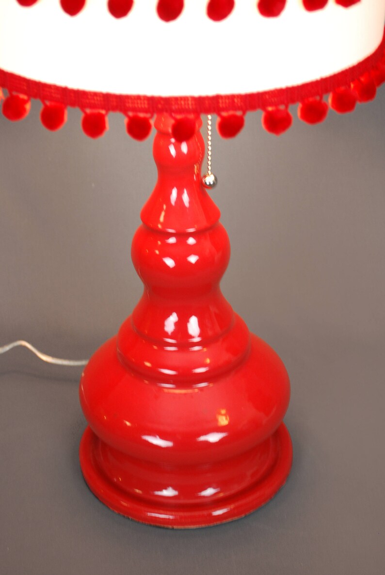 Ceramic Red Lamp with Damask Shade image 10