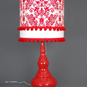 Ceramic Red Lamp with Damask Shade image 6