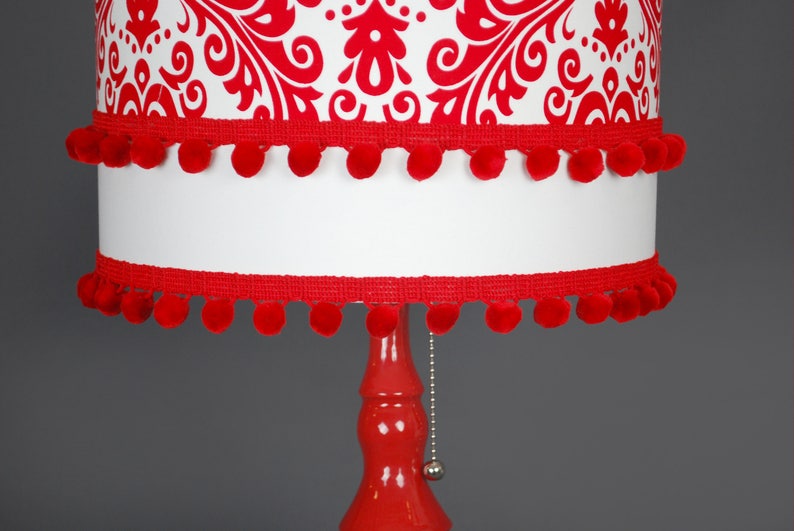 Ceramic Red Lamp with Damask Shade image 7