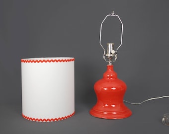 Fire Orange Lamp with Ric Rac Trimmed Shade