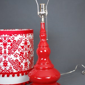 Ceramic Red Lamp with Damask Shade image 4