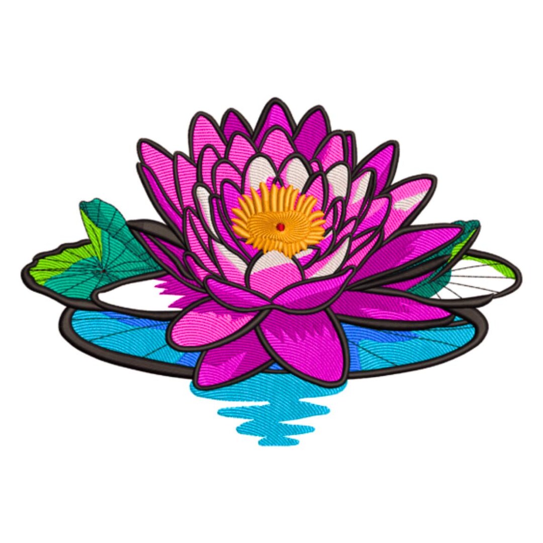 Lotus Flower Machine Embroidery, Design Floral Blossom Embroidery ...