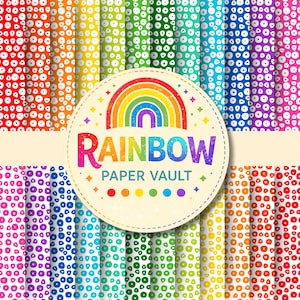 24 Rainbow Pebble Spots Digital Papers – Seamless Backgrounds – Instant Download