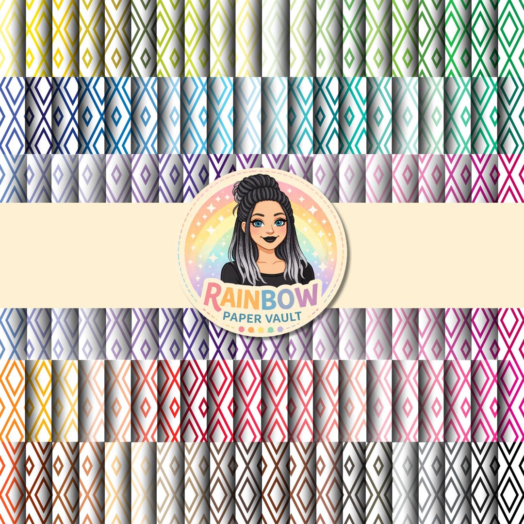 100 X Rainbow Diamond Geometric Digital Papers – 100 Seamless Patterns ...