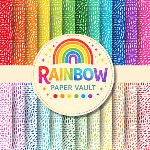 24 Rainbow Brushstroke Dashes Seamless Digital Papers – 12 Bright Colors Reversed – Seamless Pattern Backgrounds – Instant Download