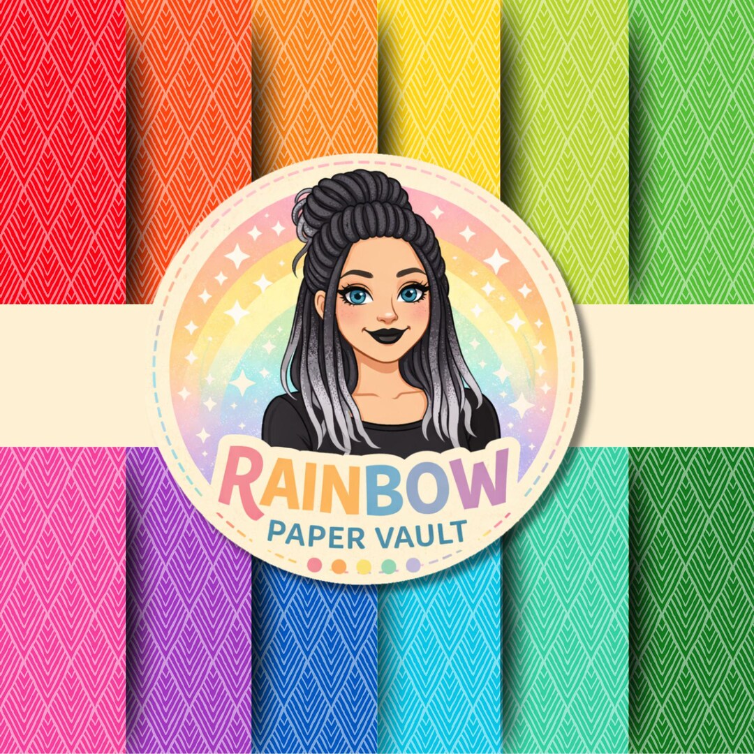 Rainbow Digital Paper Pack Seamless Hand Drawn Chevron Pattern Bright ...
