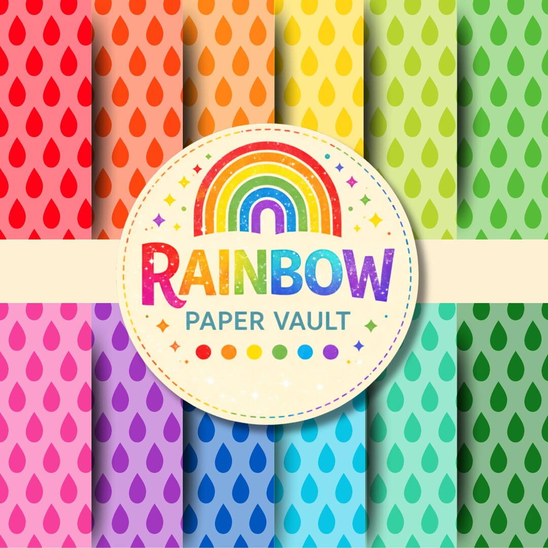 12 X Rainbow Tear Drops Digital Papers – Seamless Patterns – Instant ...