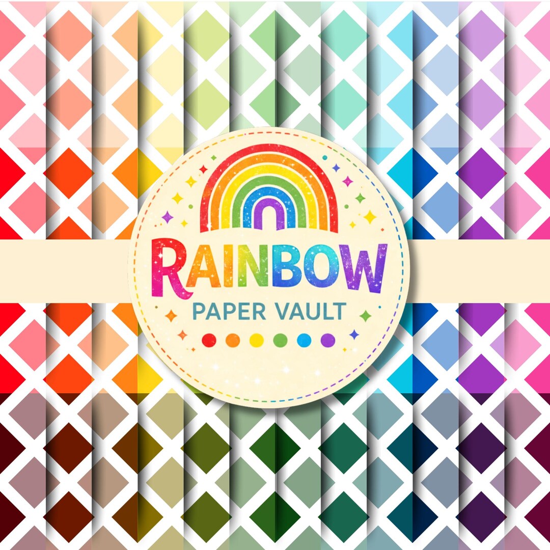 36 X Rainbow Tinted Diamond Grid Digital Papers - Seamless Patterns ...