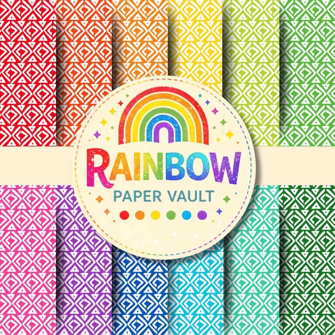 12 X Rainbow Boho Diamond Pattern Digital Papers – Seamless Patterns ...