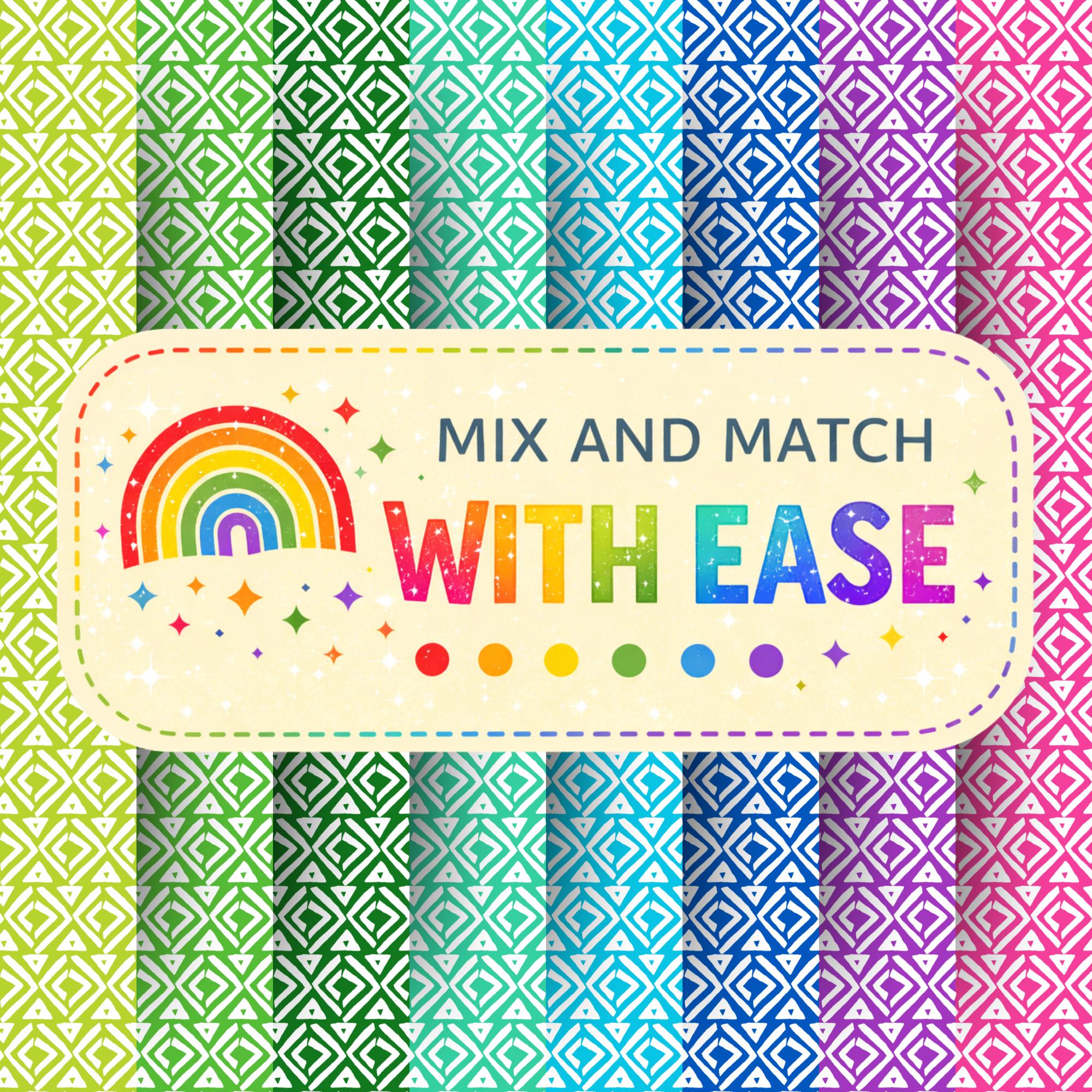12 X Rainbow Boho Diamond Pattern Digital Papers – Seamless Patterns ...