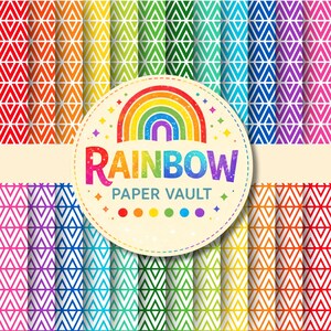 24 naadloze digitale papiersoorten Rainbow Triangle Diamond Tile – 12 heldere kleuren omgekeerd – Naadloze patroonachtergronden – direct downloaden