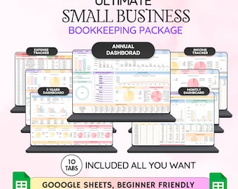 Eenvoudige boekhouding kleine bedrijven-spreadsheet, Google-spreadsheet voor winstverlies Excel, btw-tracker, boekhoudsjabloon Profit TrackerFactuur