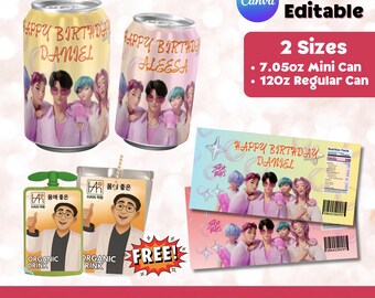 Editable KPop Demon Hunters Soda Pop Label, Kpop Saja Boys Soda Can Wrap Wrapper, Demon Hunter Birthday Party Favors, Saja Fan Art