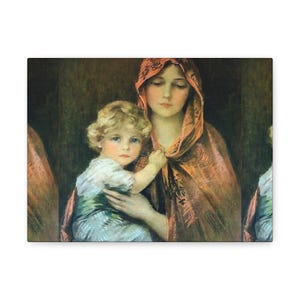 Vintage Mother and Child Canvas Art Print: Elegant Home Decor