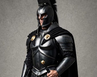 Agamemnon Greek Warrior Armor Set, Black Spartan Hoplite Cosplay Armor, Odyssey Inspired Costume