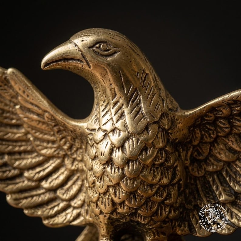 Bronsstaty av romersk örn av Aquila, replika av militärstandard, dekor av antikens Rom bild 3