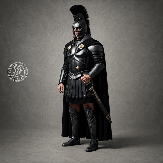 Agamemnon Greek Warrior Armor Set, Black Spartan Hoplite Cosplay Armor, Odyssey Inspired Costume