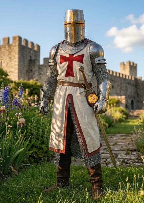 Wearable Templar Knight Armor Suit – 18 Gauge Steel Full Body Cosplay Costume